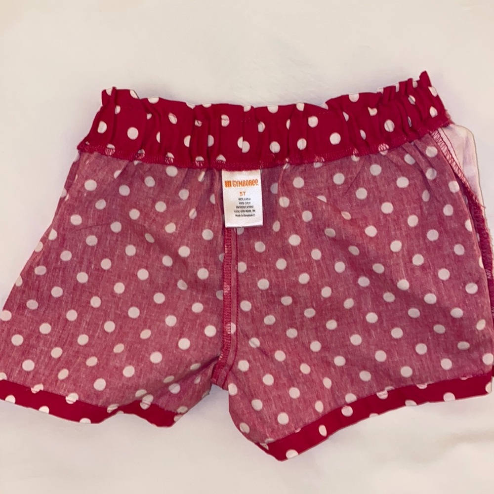Gymboree Pink Cotton White Polkadots Summer Shorts Elastic Waist Size 5T - Picture 4 of 8